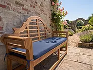 Gartenbank mit Auflage MARLBORO 180 cm Akazienholz Blau_1153736