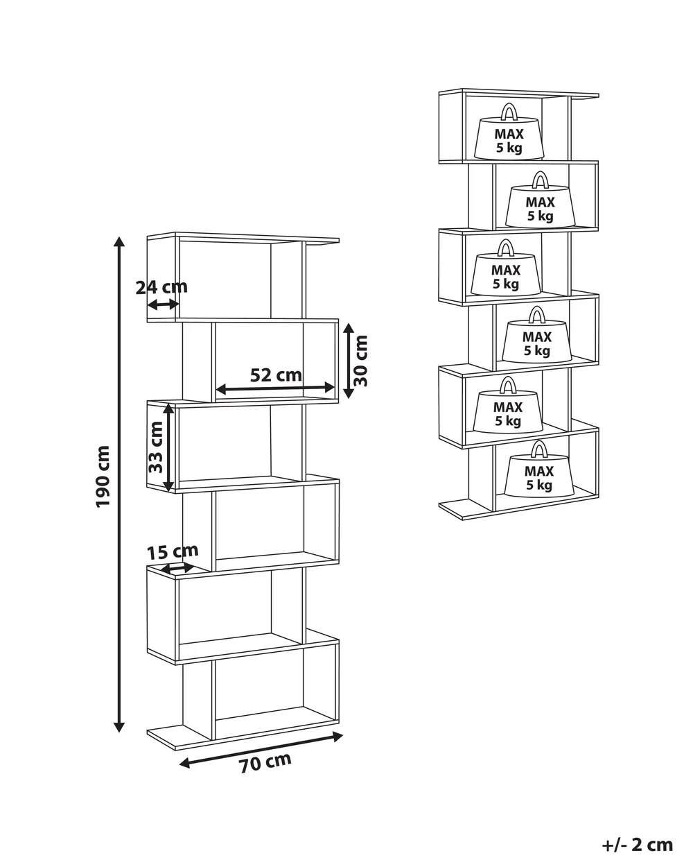 Bücherregal mit 6 Ebenen VALDOSA 191 cm Dunkelbraun_785703
