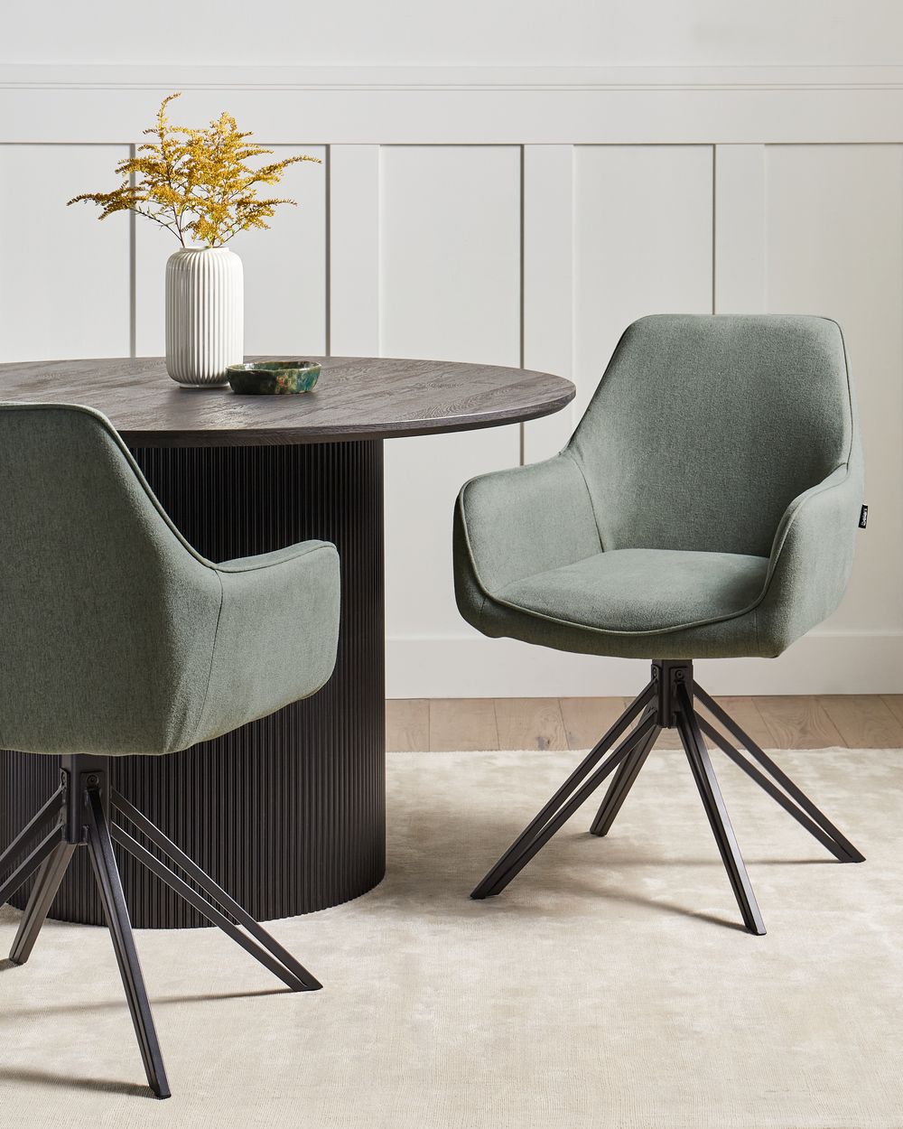 Set van 2 eetkamerstoelen draaibaar JODAR Stof Groen