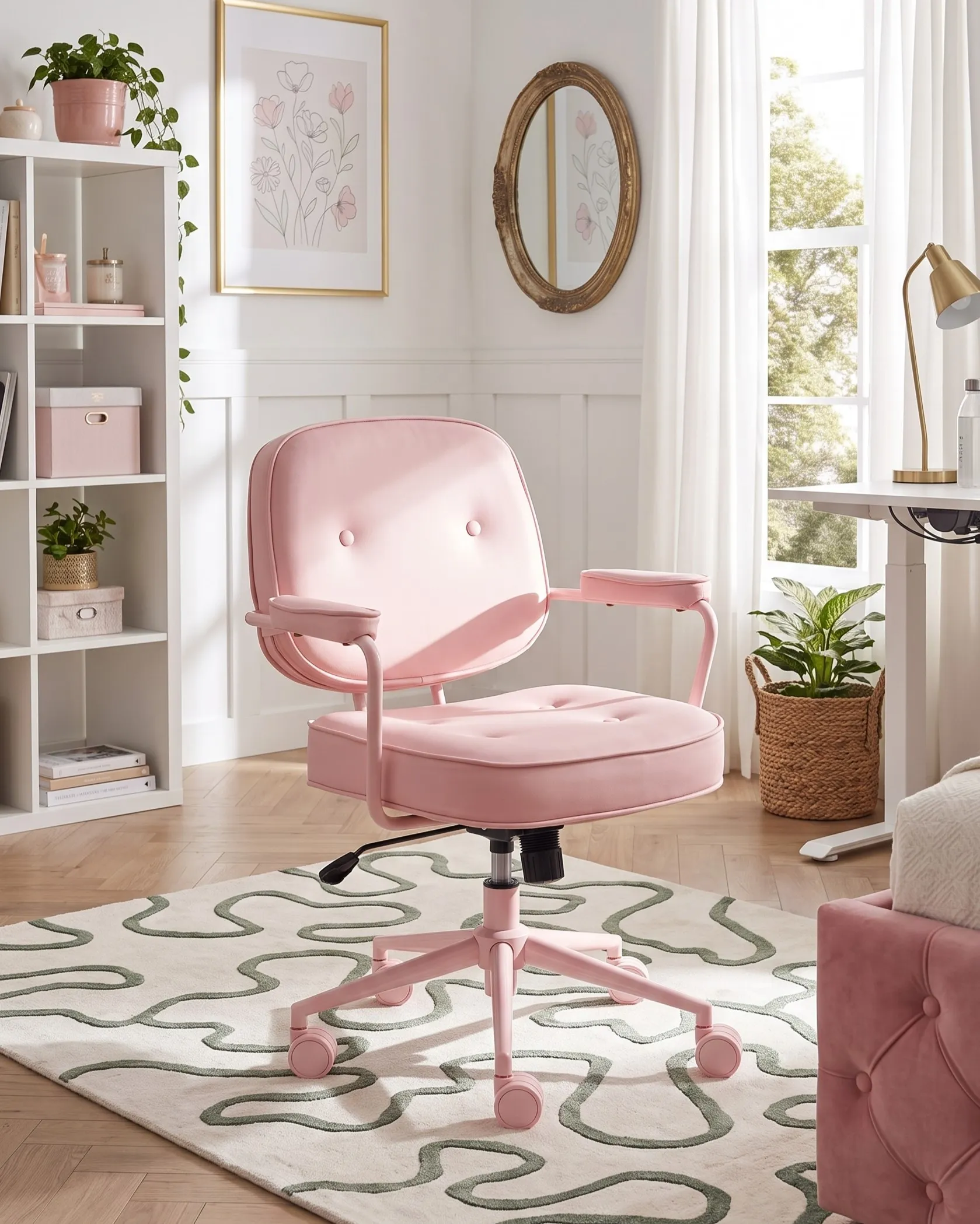 Desk Chair PARAMUS Faux Leather Pastel Pink_1072375