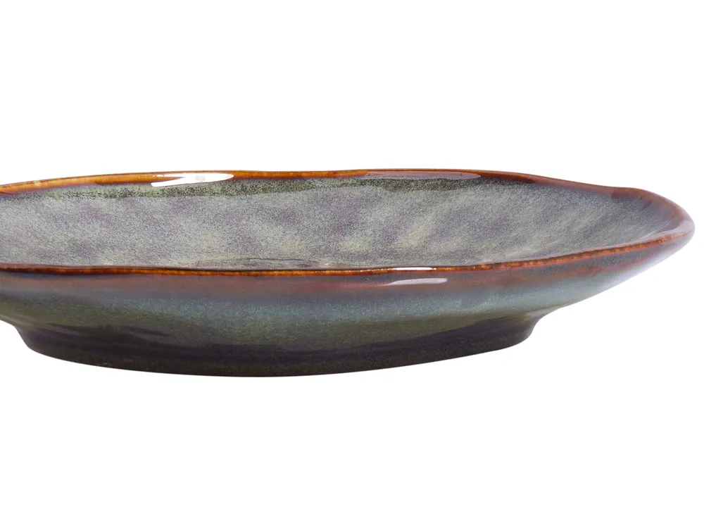 Set of 4 Side Plates THYME Stoneware Dark Green_957272