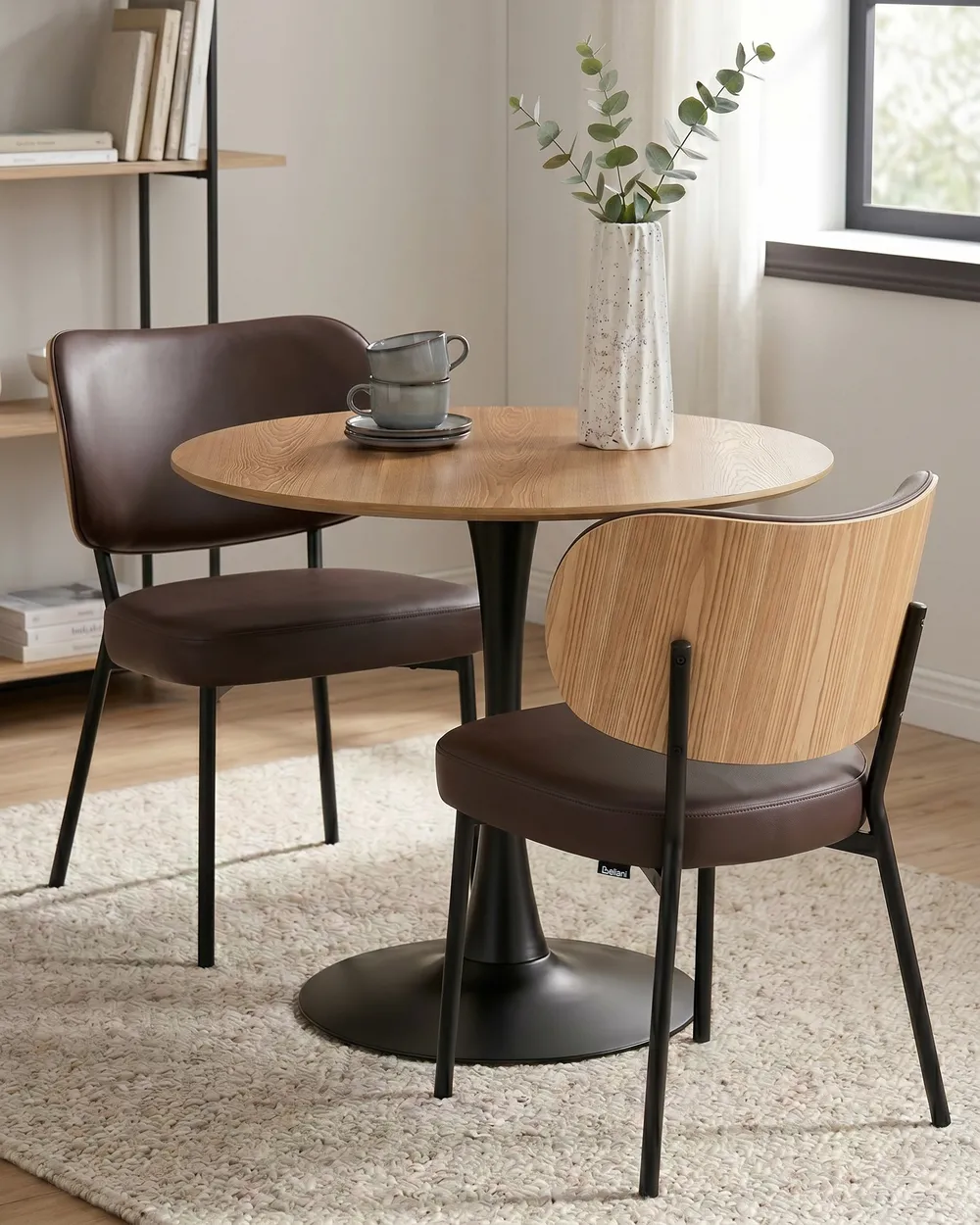 Esszimmerstuhl 2er Set WONDER Kunstleder Dunkelbraun