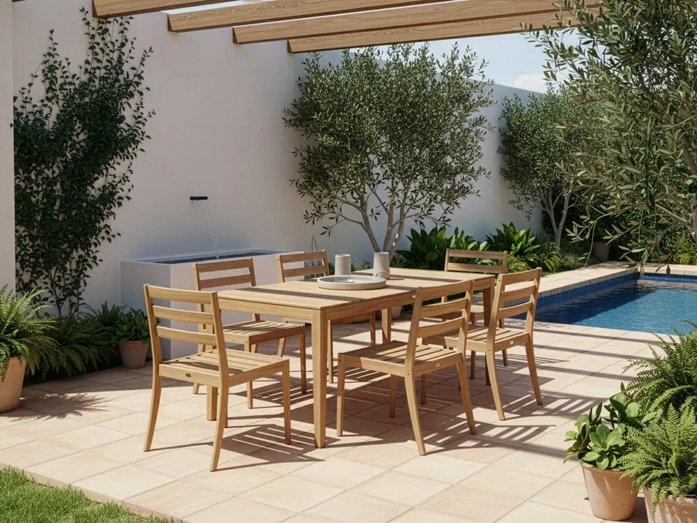Gartenmöbel Set 6-Sitzer CHIOGGIA zertifiziertes Akazienholz Hellbraun