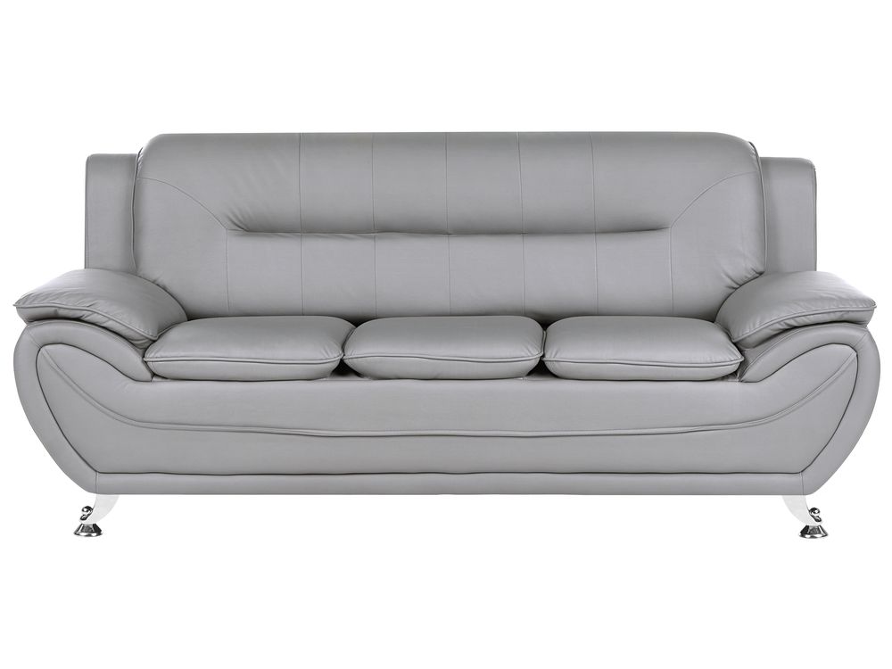 Sofa 3 Seater LEIRA Faux Leather Grey