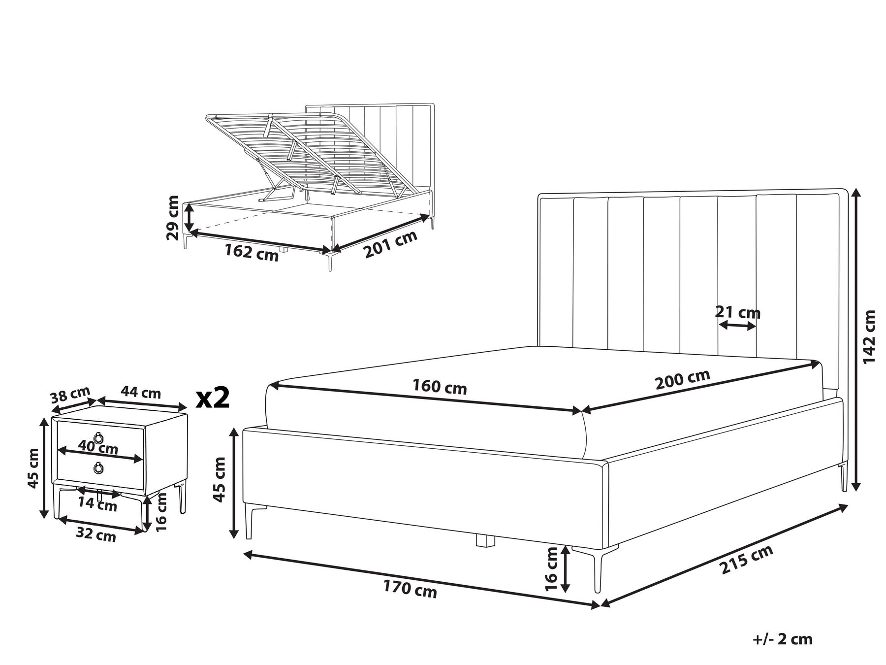 Schlafzimmer Set SEZANNE Samtstoff Dunkelgrün 160 x 200 cm_892552
