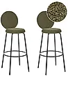 Set mit 2 Barstühlen EMERY Bouclé Dunkelgrün
