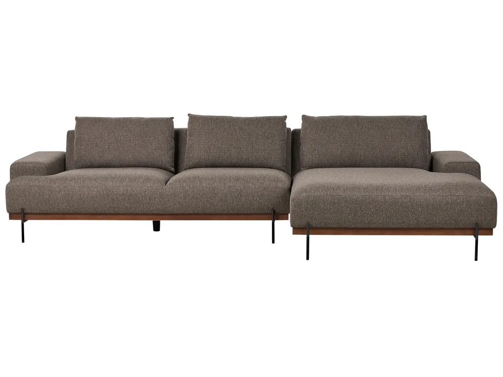 Ecksofa 4-Sitzer MARIFERD Stoff Braun linksseitig