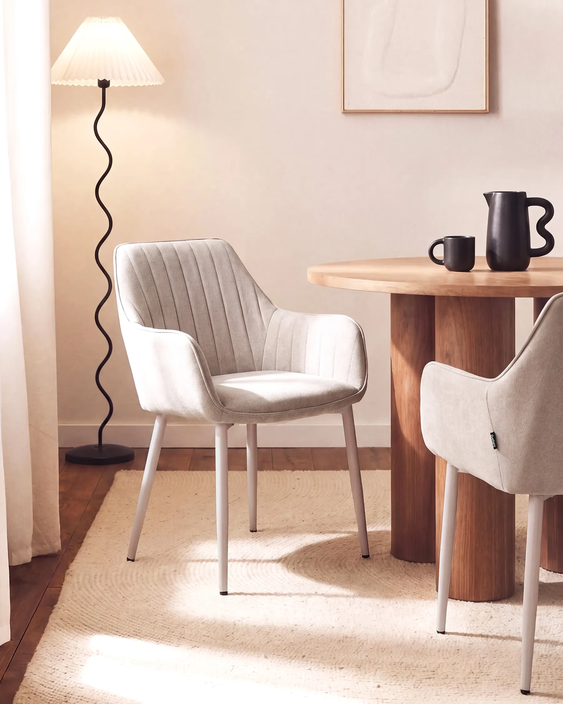 Set of 2 Dining Chairs WELLSTON Fabric Beige_1156636