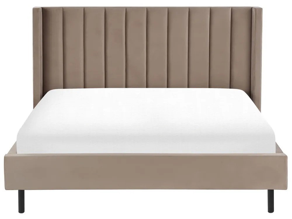 Bett mit Lattenrost Samtstoff VILLETTE 180 x 200 cm Taupe_832654