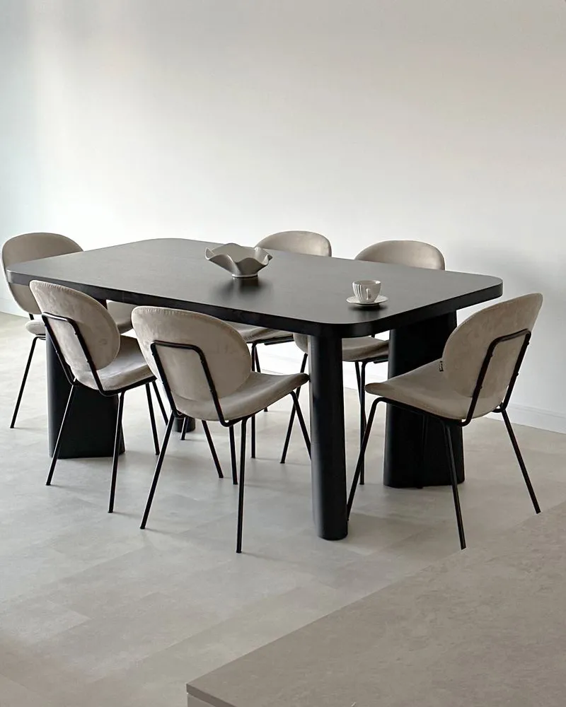 Esszimmerstuhl 2er Set LUANA Samtstoff Hellbeige_973460
