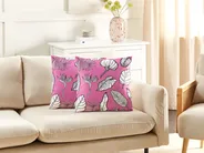 Dekokissen 2er Set MALVA 45 x 45 cm Samtstoff Rosa Blumenmuster_1079853