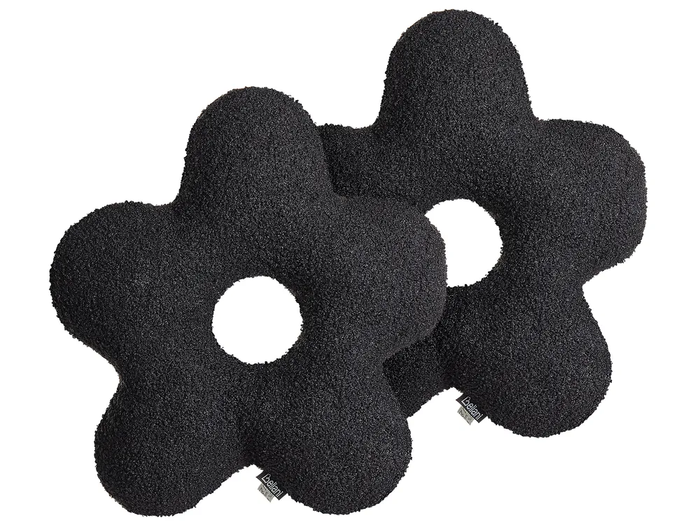 Dekokissen 2er Set CAMPONULA 40 x 40 cm Bouclé Schwarz Ohne Muster