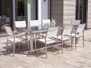 Garden Dining Set 8 Seater GROSSETO Triple Plate Granite Polished Grey/ White_377773