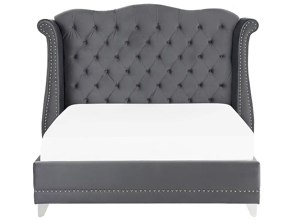 Bed Velvet AYETTE 160 x 200 cm (EU King Size) Grey_762722