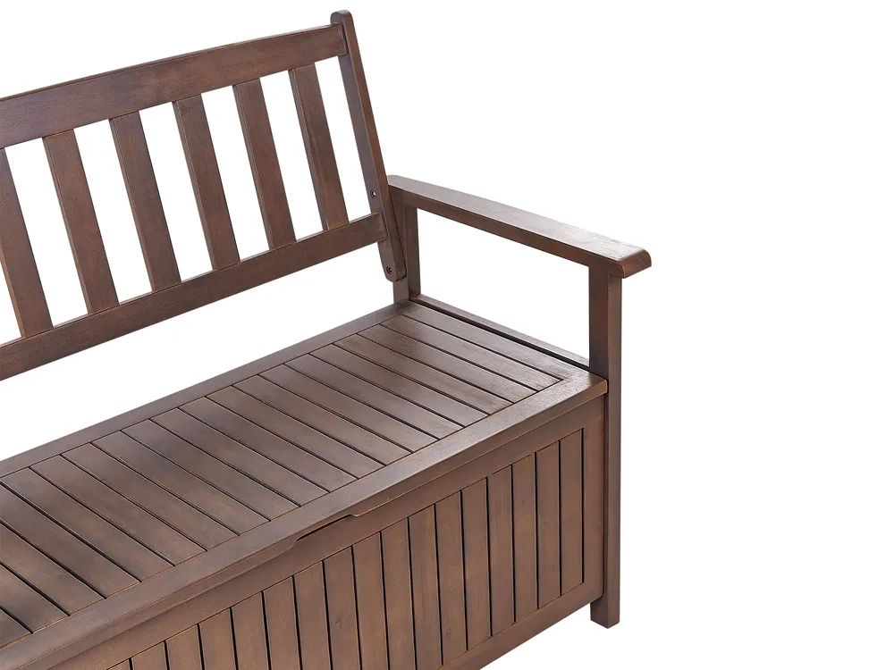 Gartenbank mit Auflage SOVANA 120 cm mit Stauraum Akazienholz Rot_882959