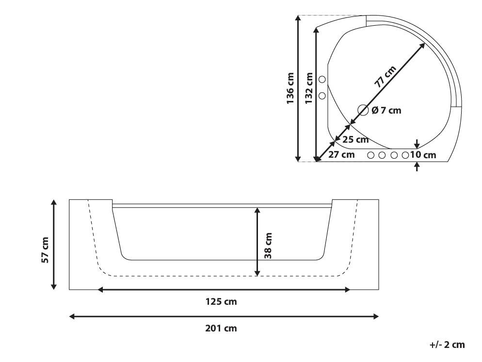 Corner Hot Tub with LED MANGLE 1870 x 1360 mm White_790877