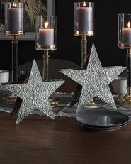 Kerzenständer 2er Set TORNIO 30/26 cm Metall Silber_796670
