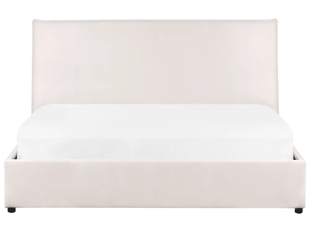 Ottoman Bed LAVAUR Velvet Off-White 160 x 200 cm (EU King Size)_870930