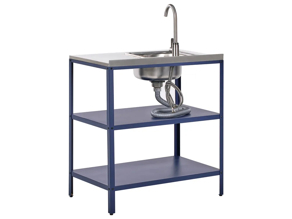 Outdoor-Küche 2er Set mit Spüle VILAMA Blau_974694
