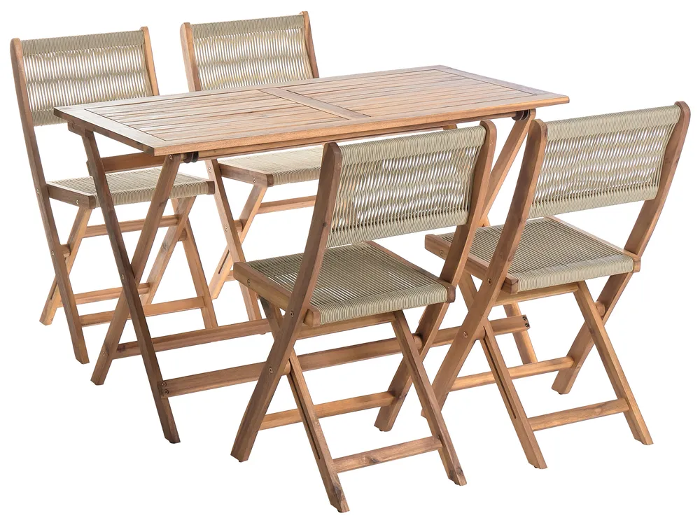 Gartenmöbel Set 4-Sitzer PROSSEDI Akazienholz Beige