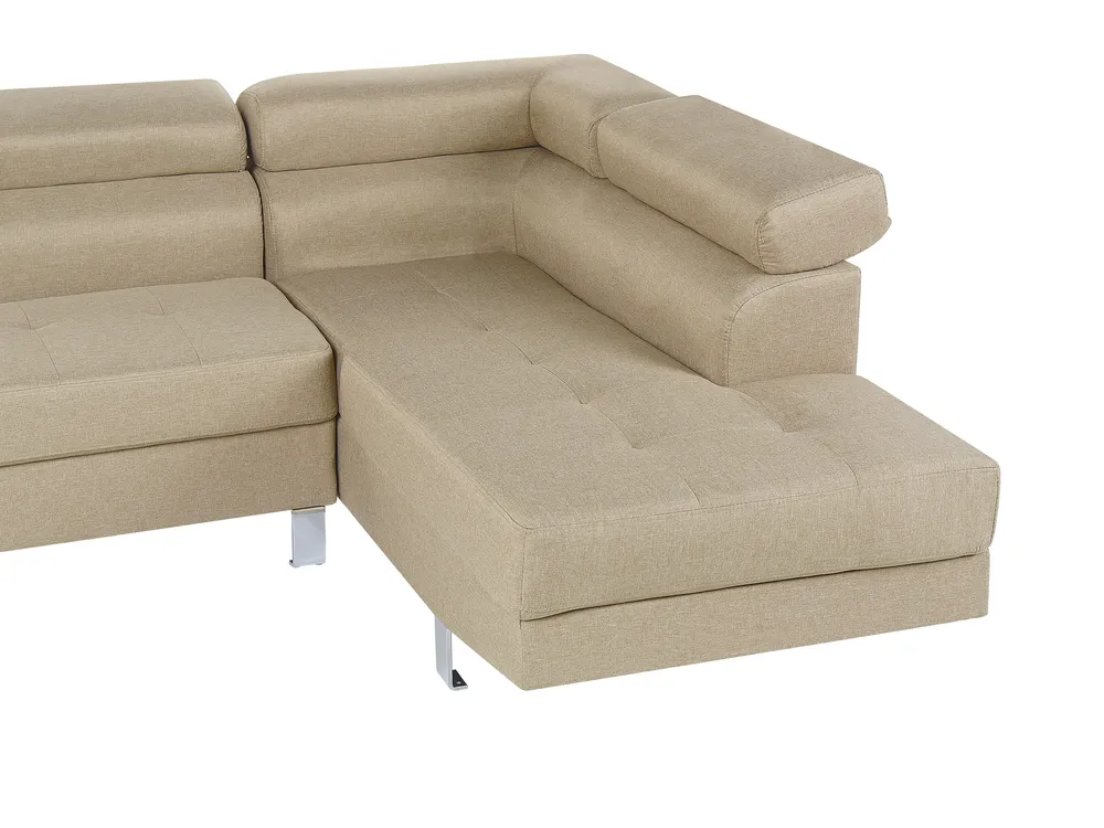 Corner Sofa 5 Seater NORREA Fabric Light Beige Left Hand_685961