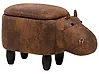 Tierhocker mit Stauraum HIPPO Nilpferd Kunstleder Braun