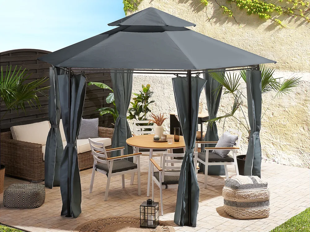 Pavillon PORTEL 350 cm 350 cm Metall Graphitgrau