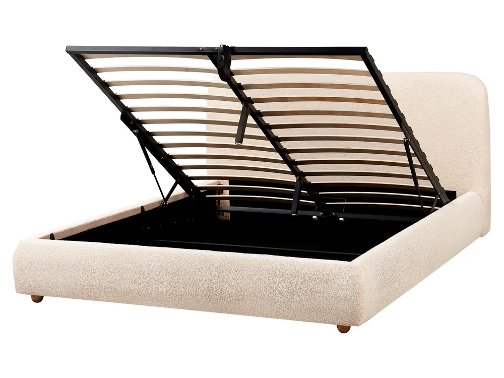Bett mit Stauraum BLAGNAC Bouclé Hellbeige 160 x 200 cm_960639