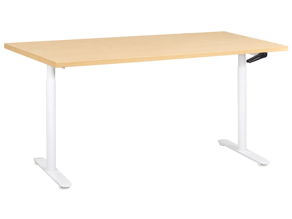 Schreibtisch manuell höhenverstellbar DESTINAS 160 cm 72 cm Hellbraun / Weiß
