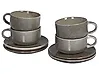 Tassen 4er Set mit Untertellern COSTMARY Steinzeug Grau