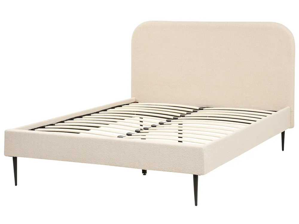 Bed Boucle FLAYAT 140 x 200 cm (EU Double) Light Beige_882698