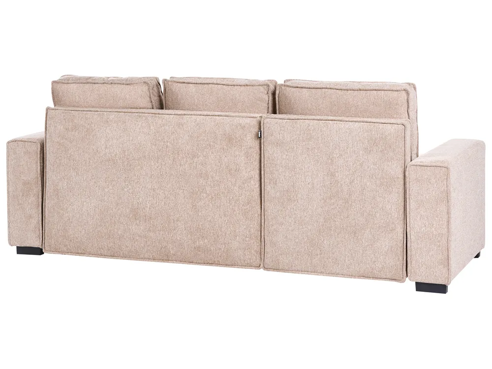 Eckschlafsofa 3-Sitzer EDANE mit Stauraum Stoff Beige rechtsseitig_1057078