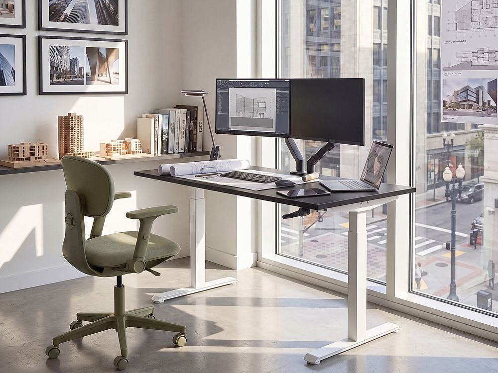 Schreibtisch manuell höhenverstellbar DESTINES 160 cm x 72 cm Schwarz / Weiß