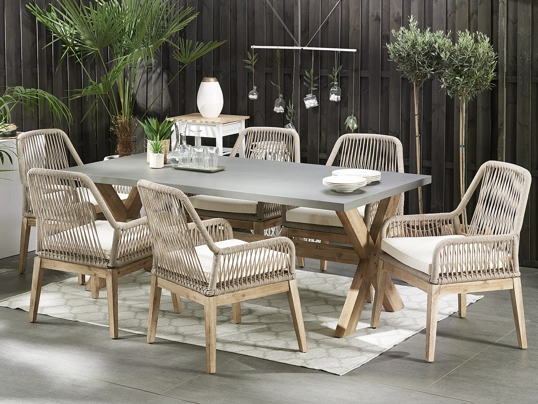 Gartenmöbel Set 6-Sitzer OLBIA inkl. Kissen Beige_797742