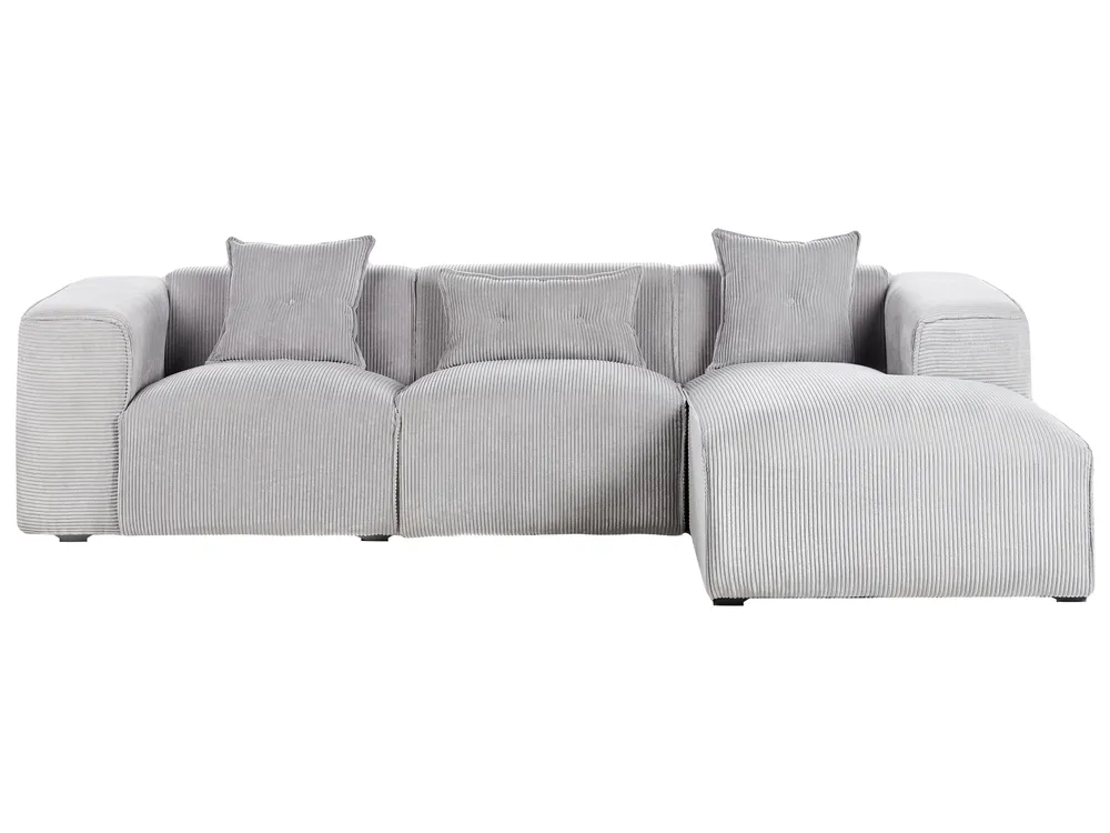 Ecksofa 3-Sitzer DOLVA Cord Hellgrau linksseitig_946076