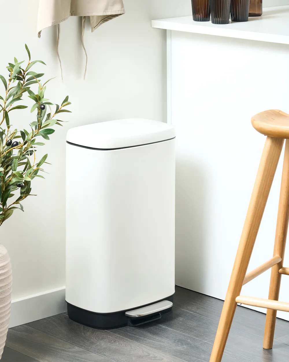 Tretmülleimer 30 L ECOCOLLECT Metall Weiß