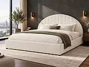 Bett mit Stauraum CHADENET Bouclé Cremeweiß 180 x 200 cm_1183972