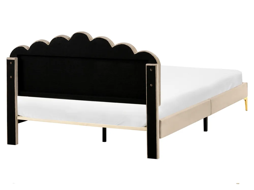 Bett mit Lattenrost Samtstoff SAUVIAN 160 x 200 cm Taupe_1014552