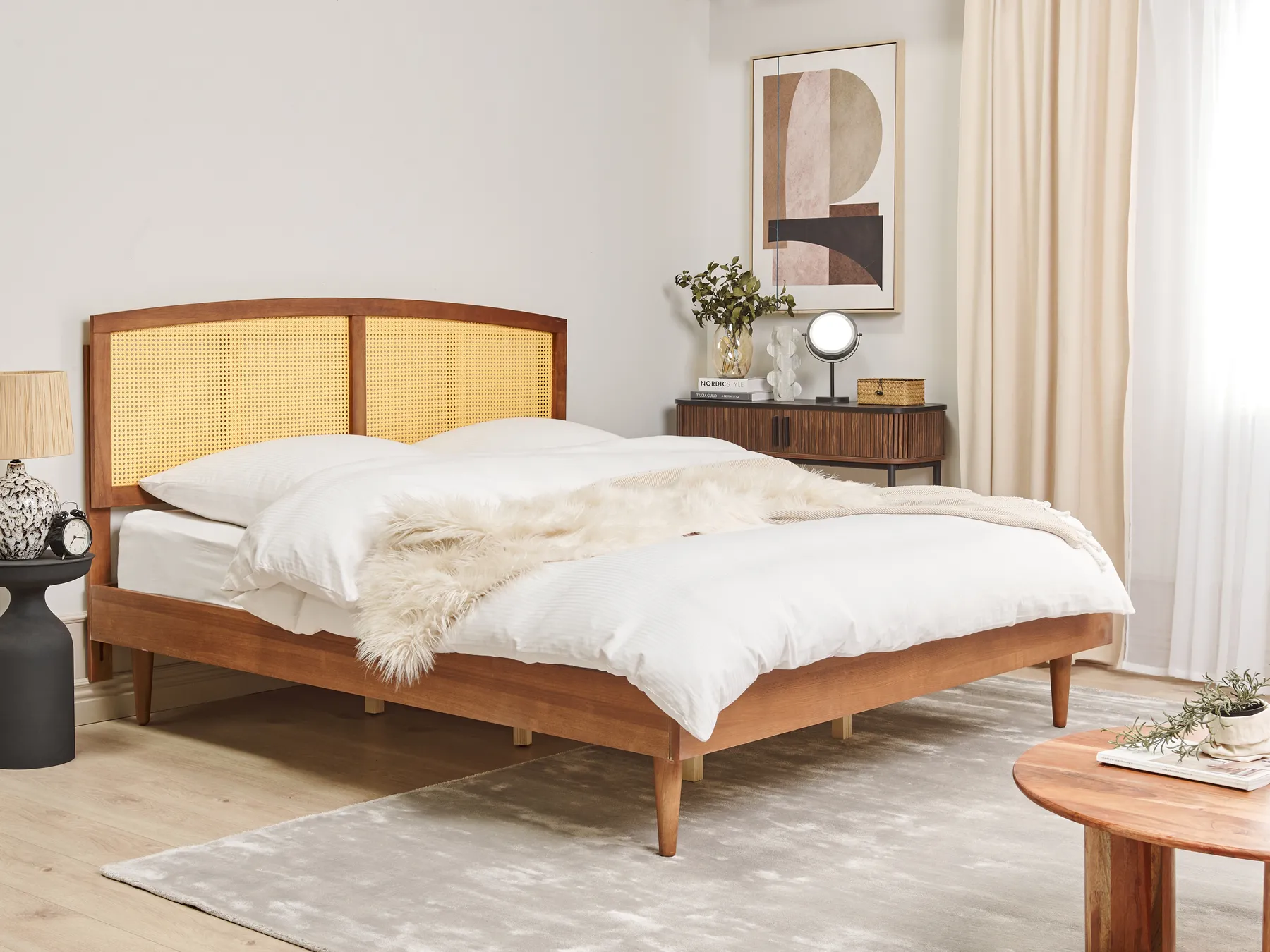 Bett mit Lattenrost Rattan VARZY 180 x 200 cm Braun_944008