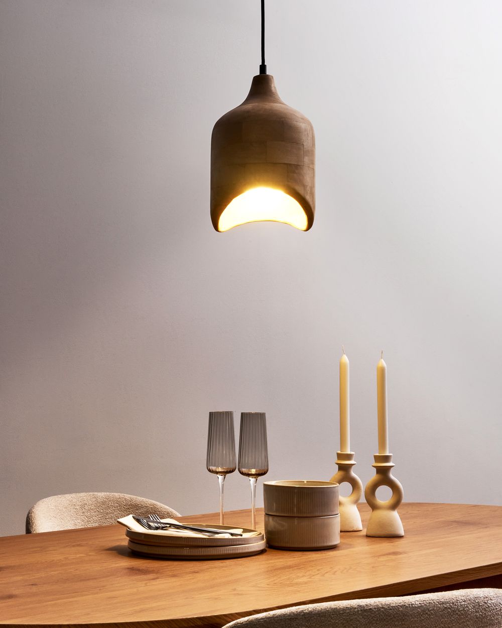 Lampe suspension PANDU Bois de manguier Marron clair