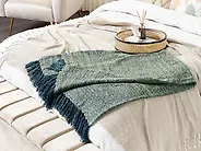 Kuscheldecke PAIRE Stoff 130 x 170 cm Blaugrün_1178373