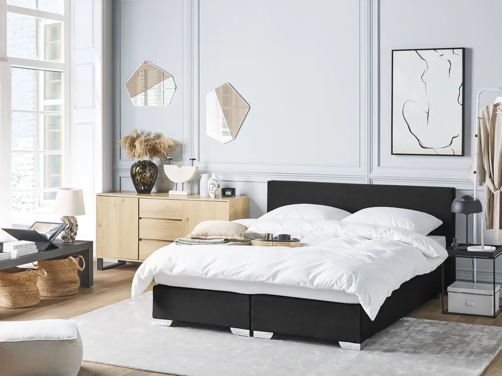 Boxspringbett Stoff PRESIDENT 160 x 200 cm Schwarz