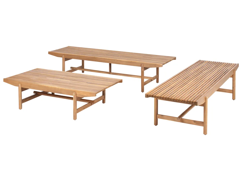 Garden Lounge Set with Table 4 Seater GIAVENO Acacia Wood Off-White_989234
