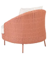 Gartensessel mit Ottomane ARCILLE II Polyrattan Pfirsichrosa_867990