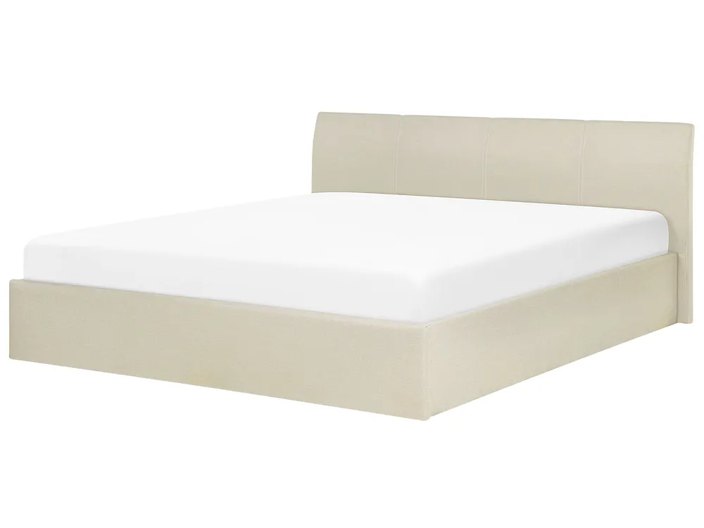 Bett mit Stauraum ORBEY Stoff Hellbeige 180 x 200 cm_728227
