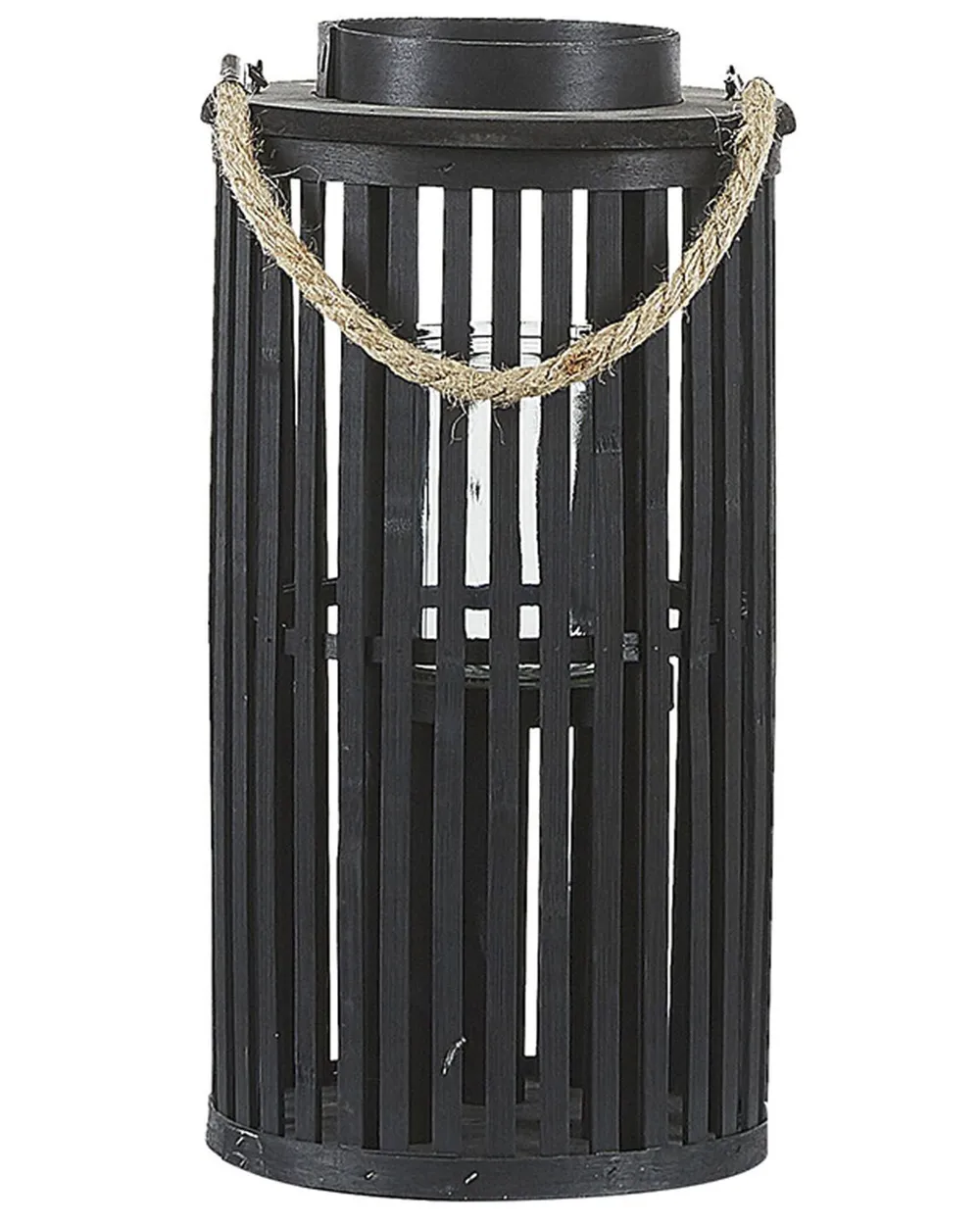 Laterne LUZON 40 cm Weidenholz Schwarz