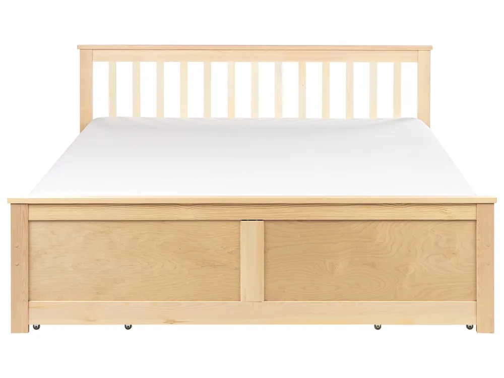 Bed with 4 Drawers OLENDON Pine Wood Light Brown 160 x 200 cm (EU King Size)_954886