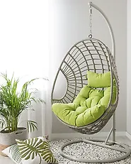 Hängesessel mit Gestell ARPINO Polyrattan Beige_1177870
