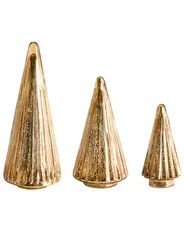 Dekofiguren 3er Set OYEREN 21/29/37 cm Weihnachtsbaum Gold_1029998