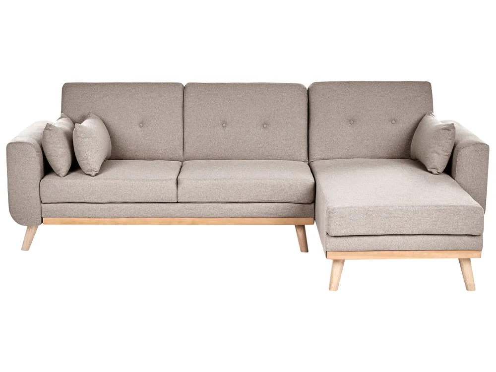 Eckschlafsofa 3-Sitzer KAARINA Stoff Beige linksseitig